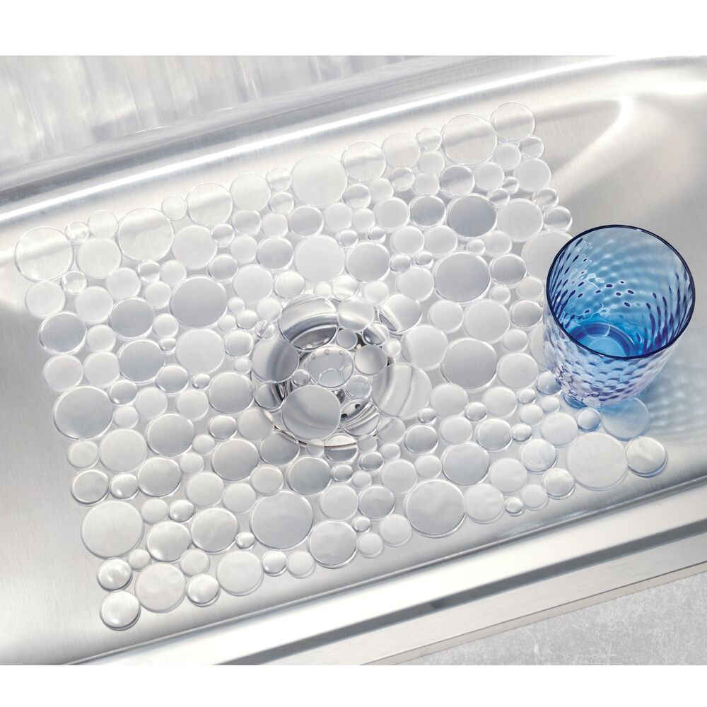 mDesign Plastic Kitchen Farmhouse Sink Mat - Bubble Design, 2 Pack
