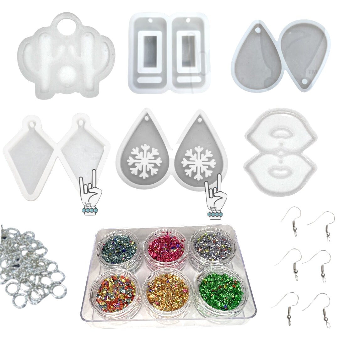 German Glass Glitter Earring Starter Kit for UV and Epoxy Resin Art