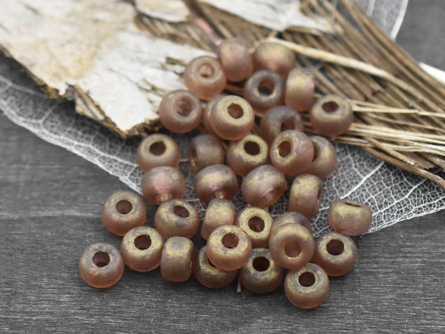 20g Matte Crystal Bronze Luster 2/0 Matubo Beads