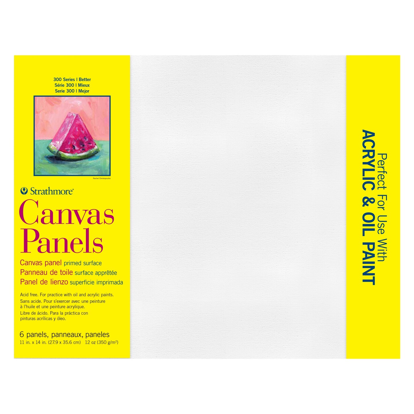 Strathmore 300 Series Canvas Panels, 11x14, White 6 Count