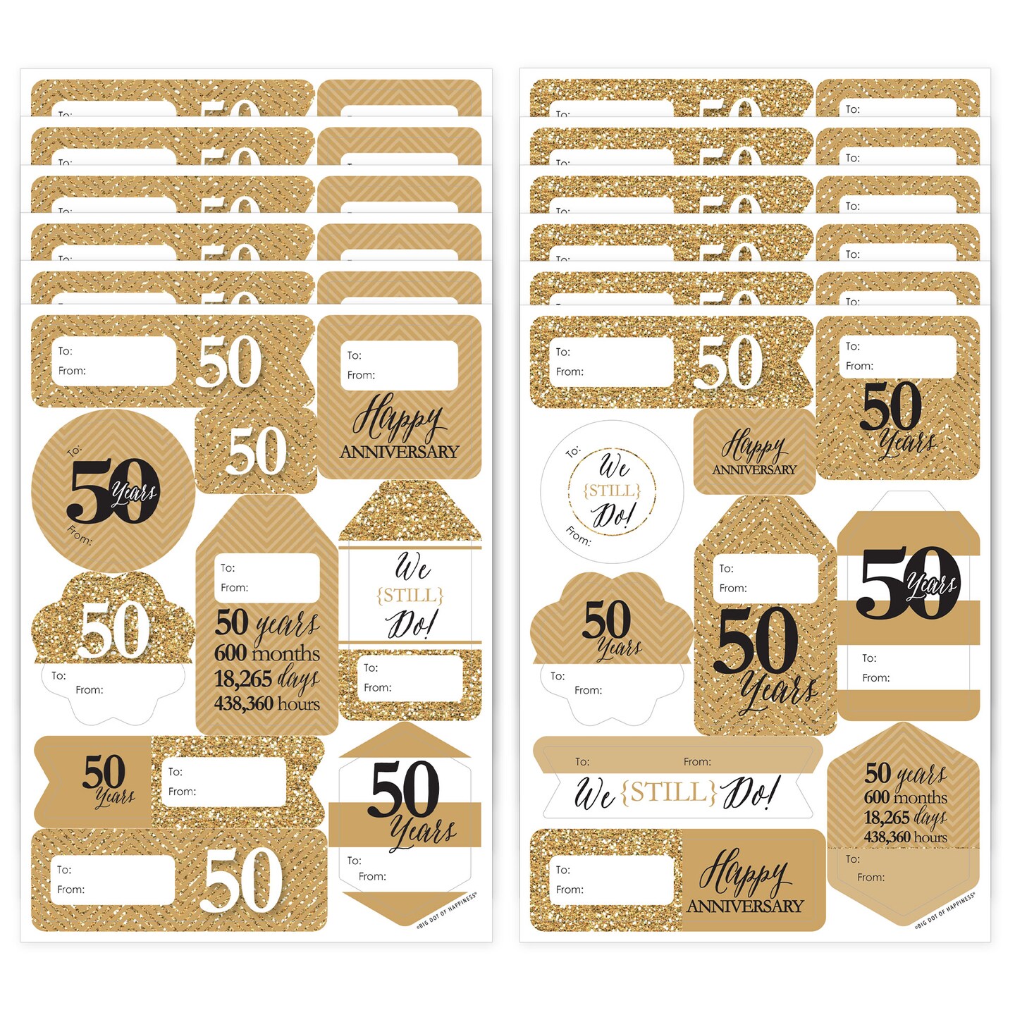 Big Dot of Happiness We Still Do 50th Wedding Anniversary Assorted Anniversary Party Gift Tag Labels To and From Stickers 12 Sheets 120 Stickers