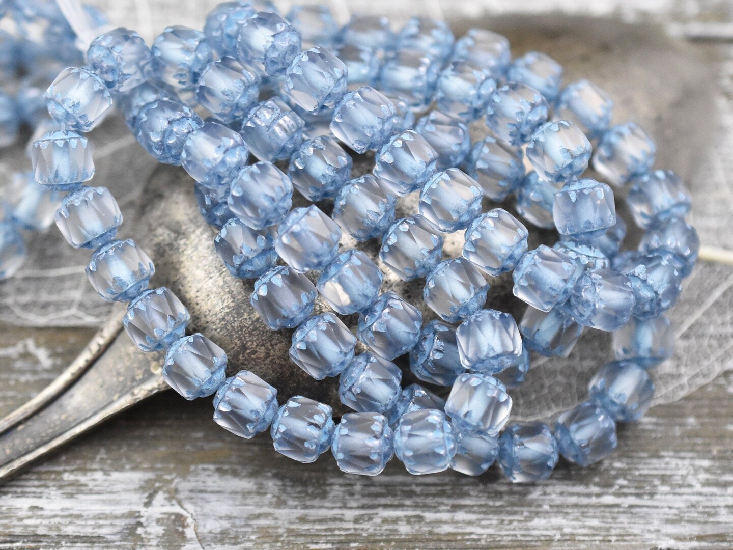 *20* 6mm Turquoise Washed Matte Crystal Cathedral Beads