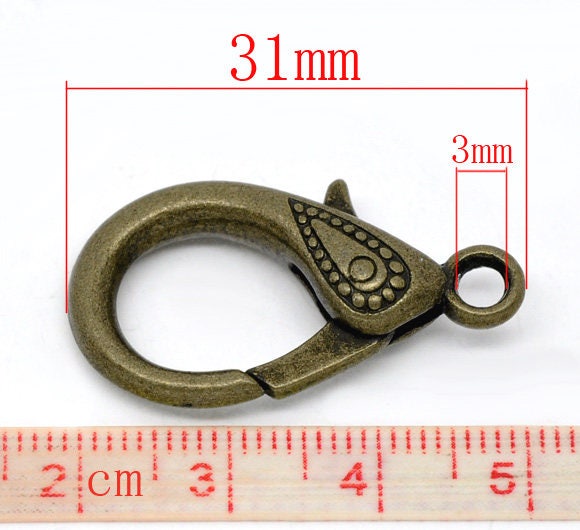 *10* 31x16mm Antique Bronze Lobster Clasps
