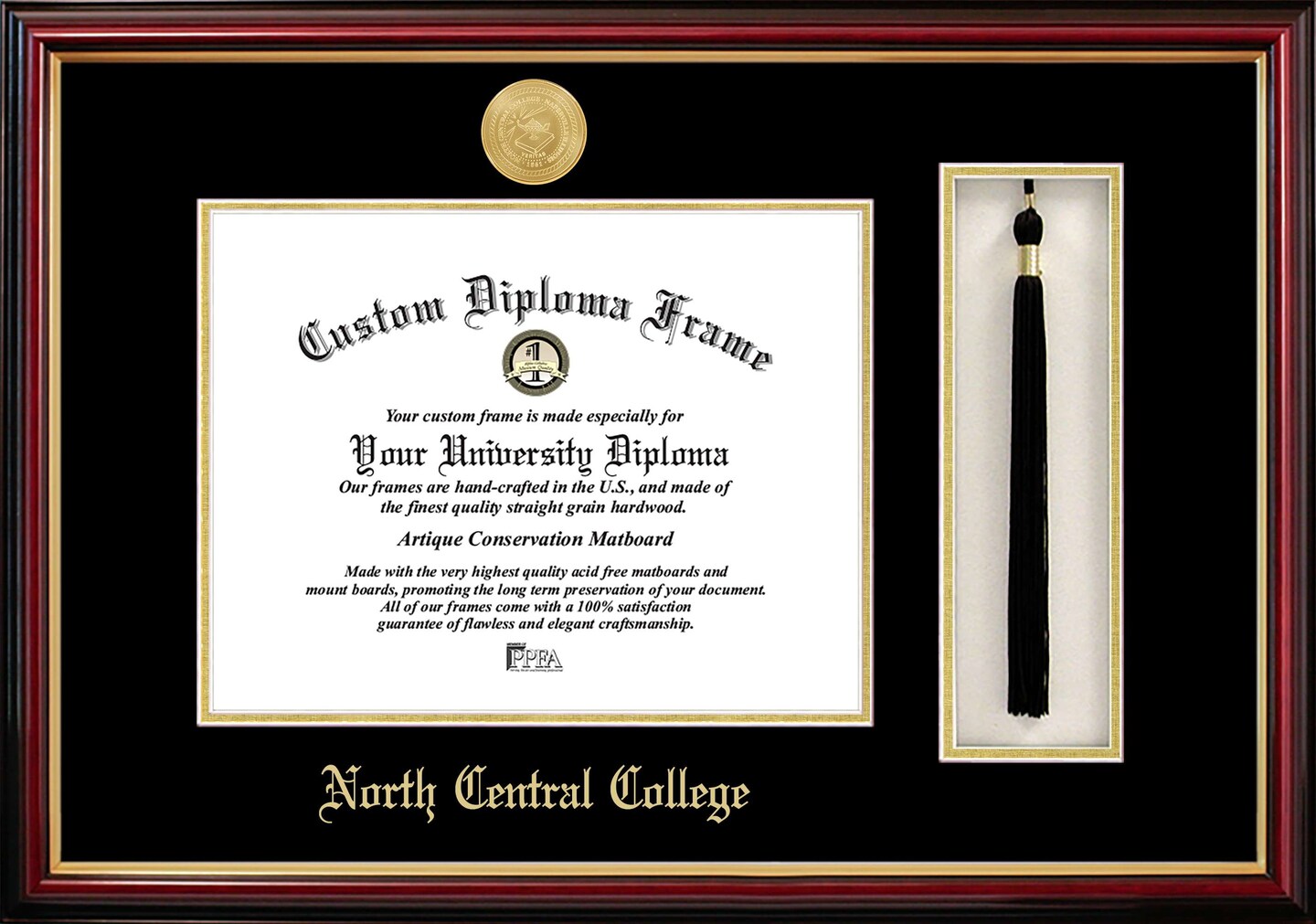 North Central College 11w x 8.5h Tassel Box and Diploma Frame