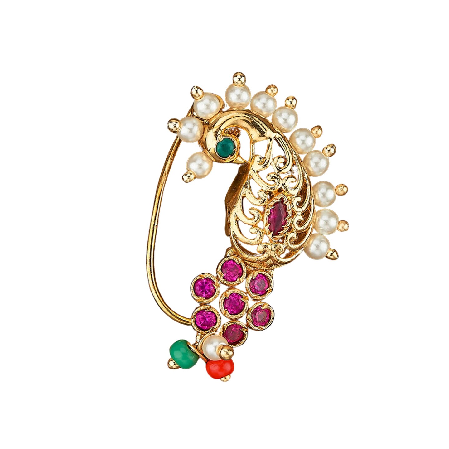 Clip On Antique Pressing Nose Ring With Gold Plating Marathi Nath