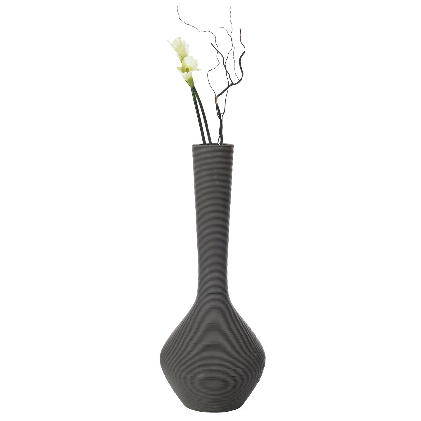 Tall Floor Vase, Modern Charcoal Grey Extra Large Floor Vase, 38-inch Trumpet Style Plastic Rope Vase, Decorative Lightweight Vase, for the Entryway, Dining Room, Living Room, or Bedroom