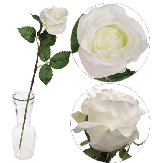 White Rose Haven: 12 Pack of 18&#x22; Silk White Rose Stems - Realistic Faux Flowers in Bulk for Weddings, Home Decor and DIY Projects