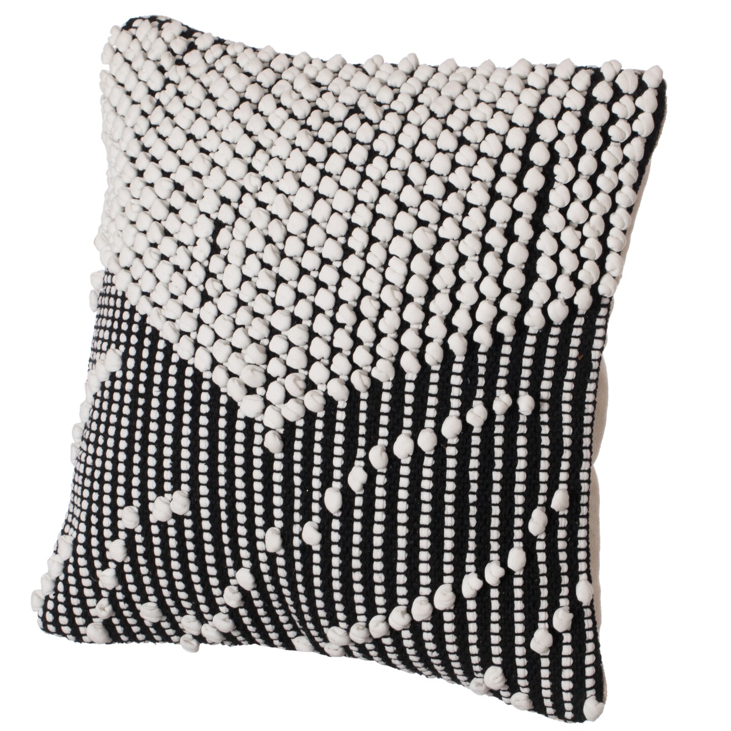 16&#x22; Decorative Handwoven Cotton Throw Pillow Cover with Embossed Dots