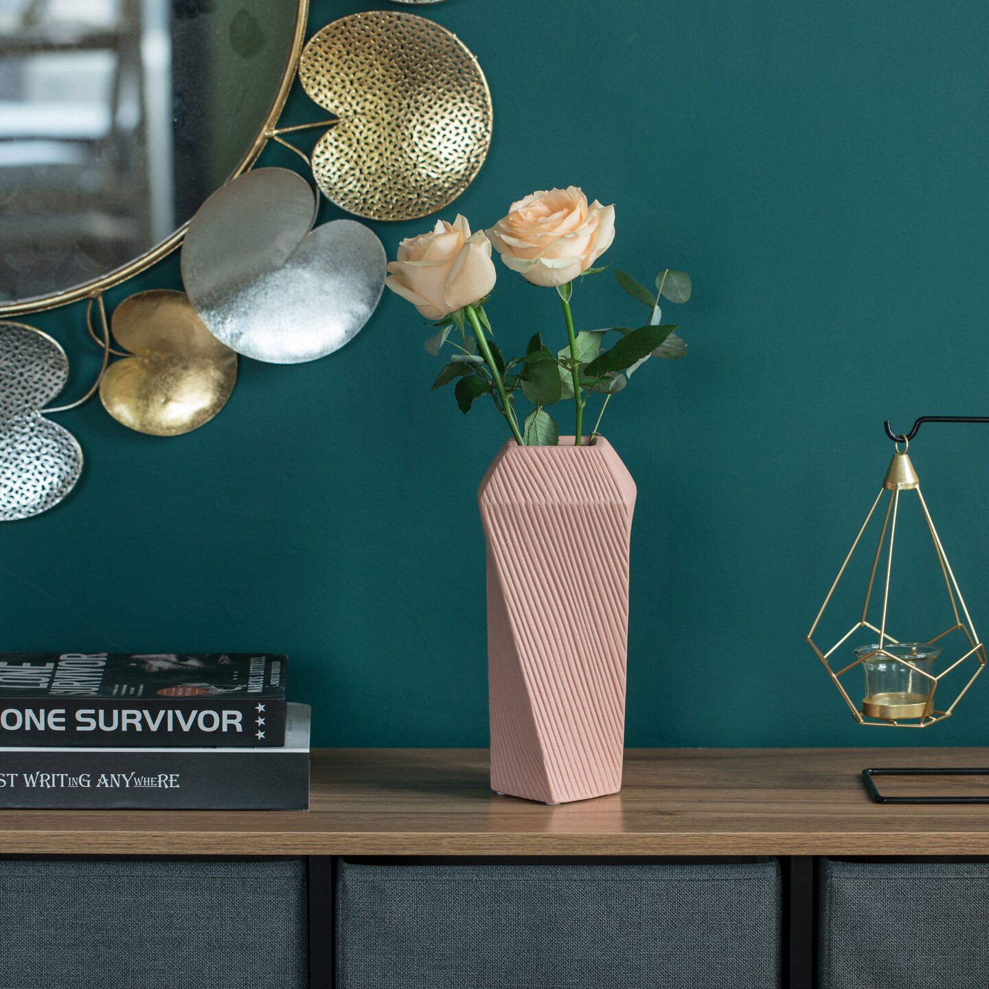 Decorative Ceramic Square Twisted Centerpiece Table Vase