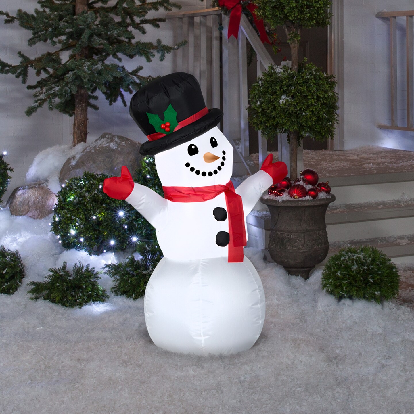 3.5&#x27; Gemmy Airblown Snowman w/ Red Mittens 119518