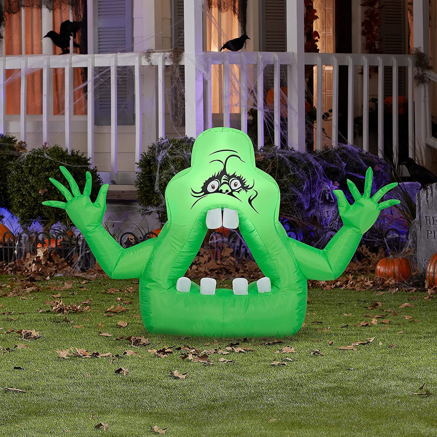 4&#x27; Gemmy Airblown Inflatable Ghostbuster&#x27;s Green Slimer Ghost 227157
