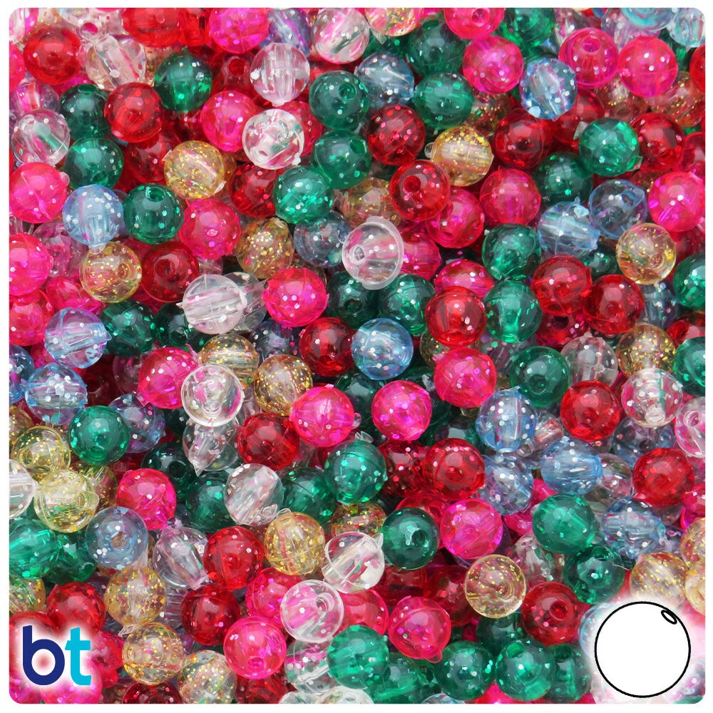 BeadTin Classic Sparkle Mix 6mm Round Plastic Craft Beads (500pcs)