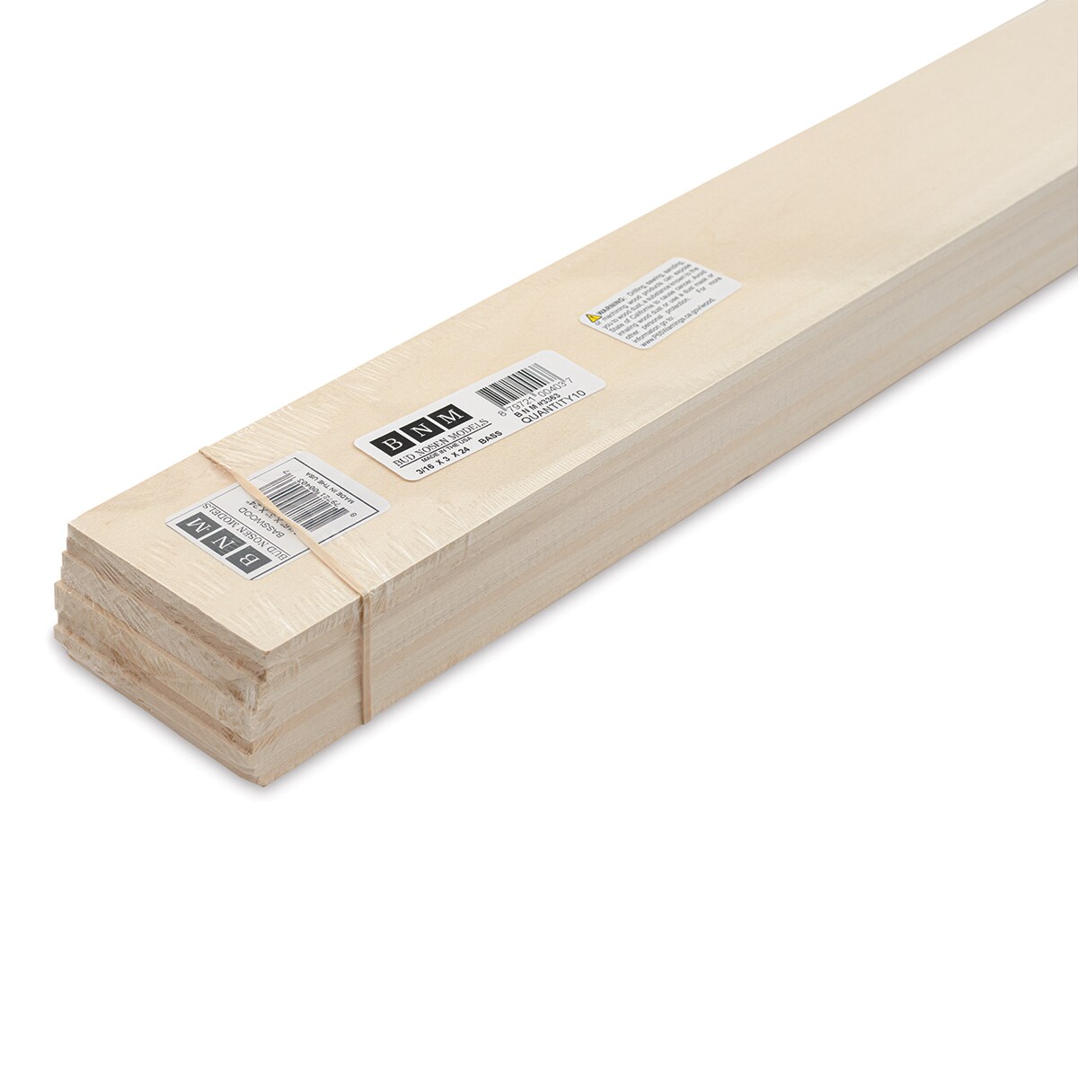 Bud Nosen Basswood Sheets - 3/16&#x22; x 3&#x22; x 24&#x22;, 10 Sheets