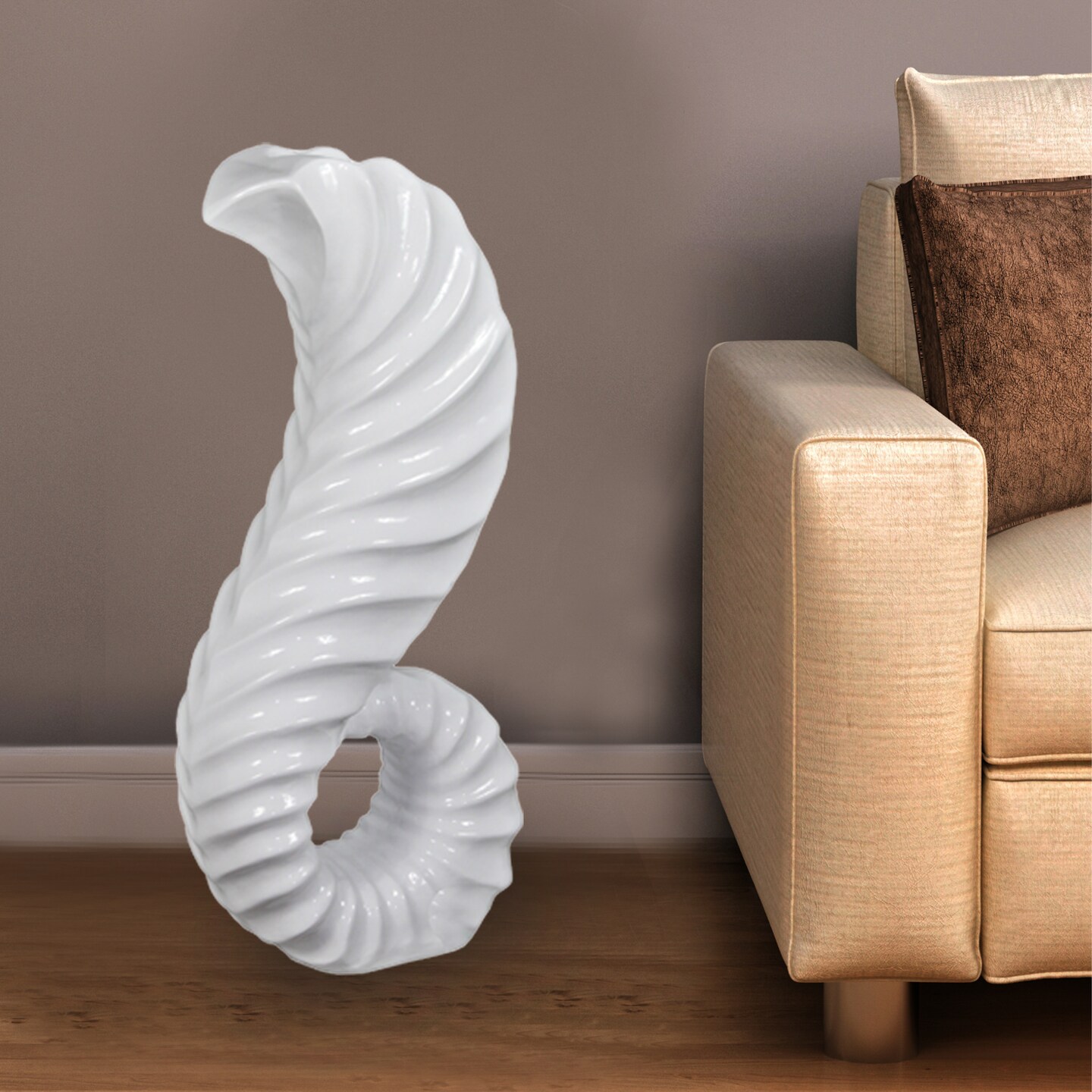 Tall Floor Vase for Home Decor, White Horn Floor Vase, 32-Inch-High Unique Decorative Vase Flower Holder, a great addition to your home Interior Decoration
