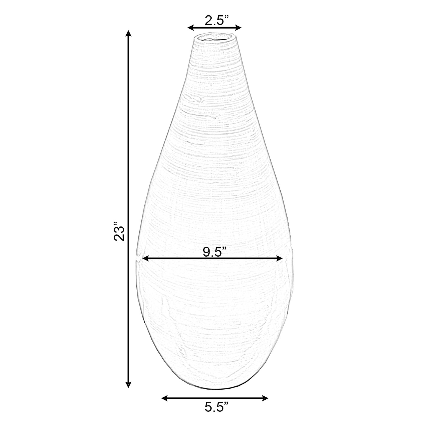 Contemporary Bamboo Floor Flower Vase Tear Drop Design for Dining, Living Room, Entryway Decoration Fill It with Dried Branches or Flowers, Green