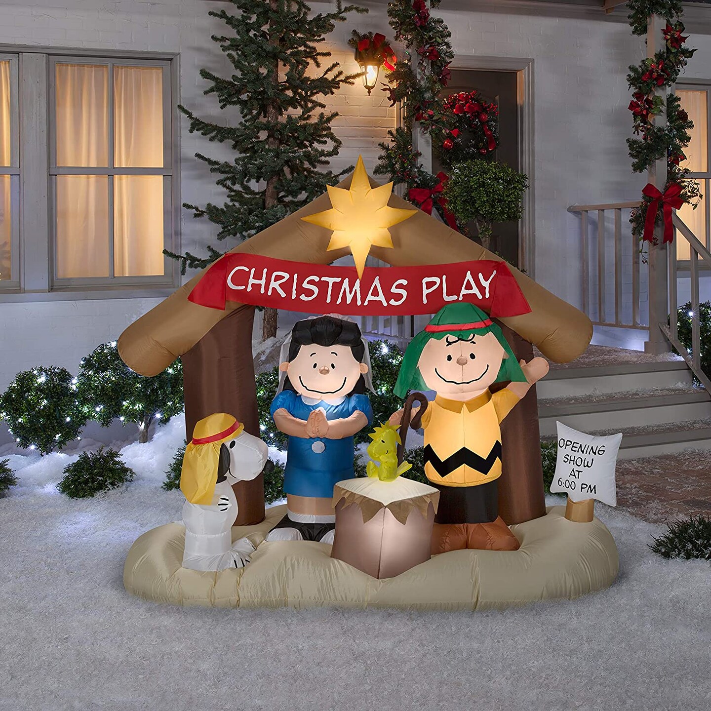 6' Gemmy Snoopy & Charlie Brown "Christmas Play" Nativity Scene 88124