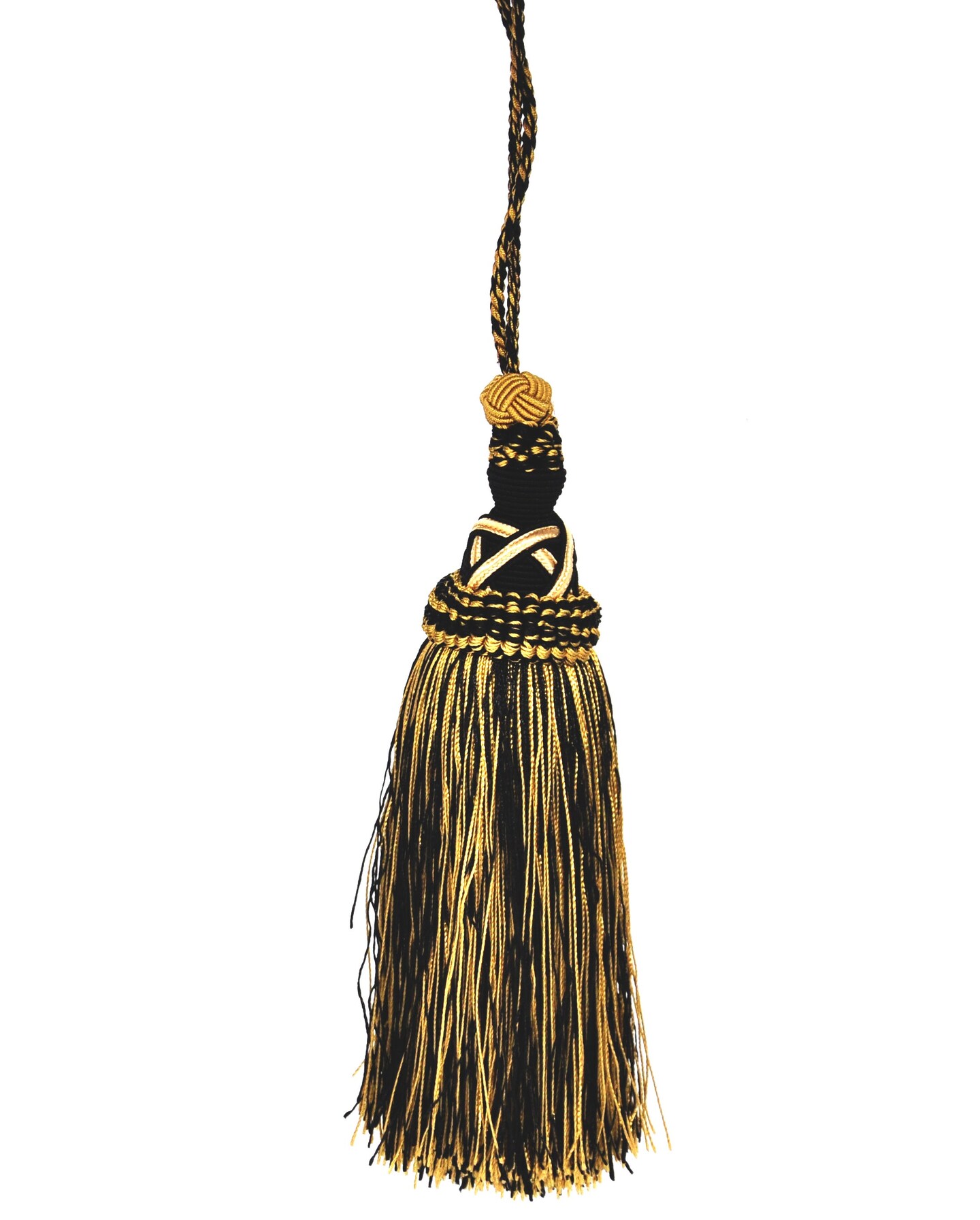 Belagio Tassel, 7&#x201D; Length with 5.5&#x201D; Cord, Milante Collection, Black/Toffee