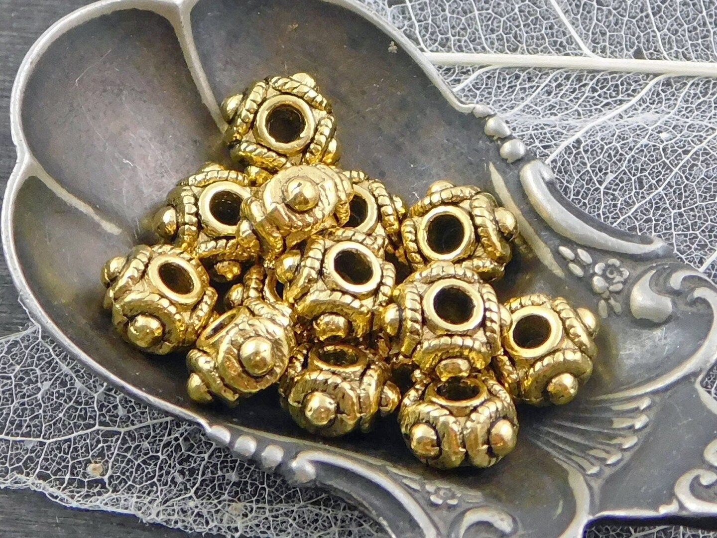 *50* 8x5mm Antique Gold Rounded Rondelle Spacer Beads