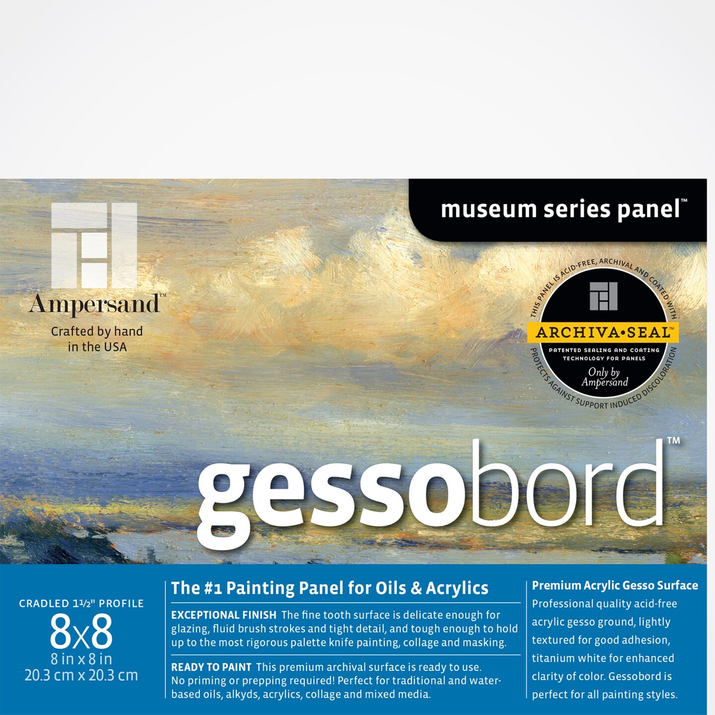 Ampersand Art Supply Gesso Wood Painting Panel Museum Series Gessobord