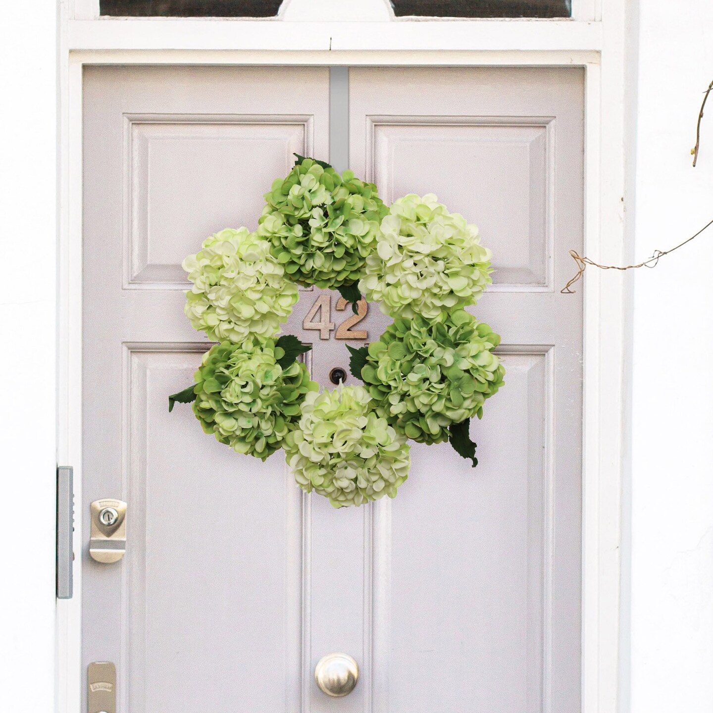 15" Verdant Mix Hydrangea Wreath with Grapevine Ring - Realistic Floral Decor for Front Doors, Walls & Seasonal Accents, Perfect for Spring & Summer Home Decor - Floral Home by Artificial Flowers