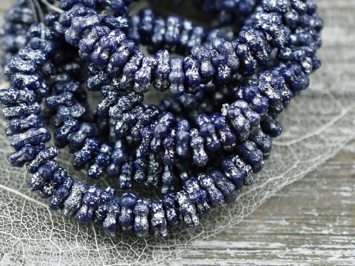 *50* 5mm Silver Washed Indigo Blue Forget Me Not Rondelle Daisy Beads