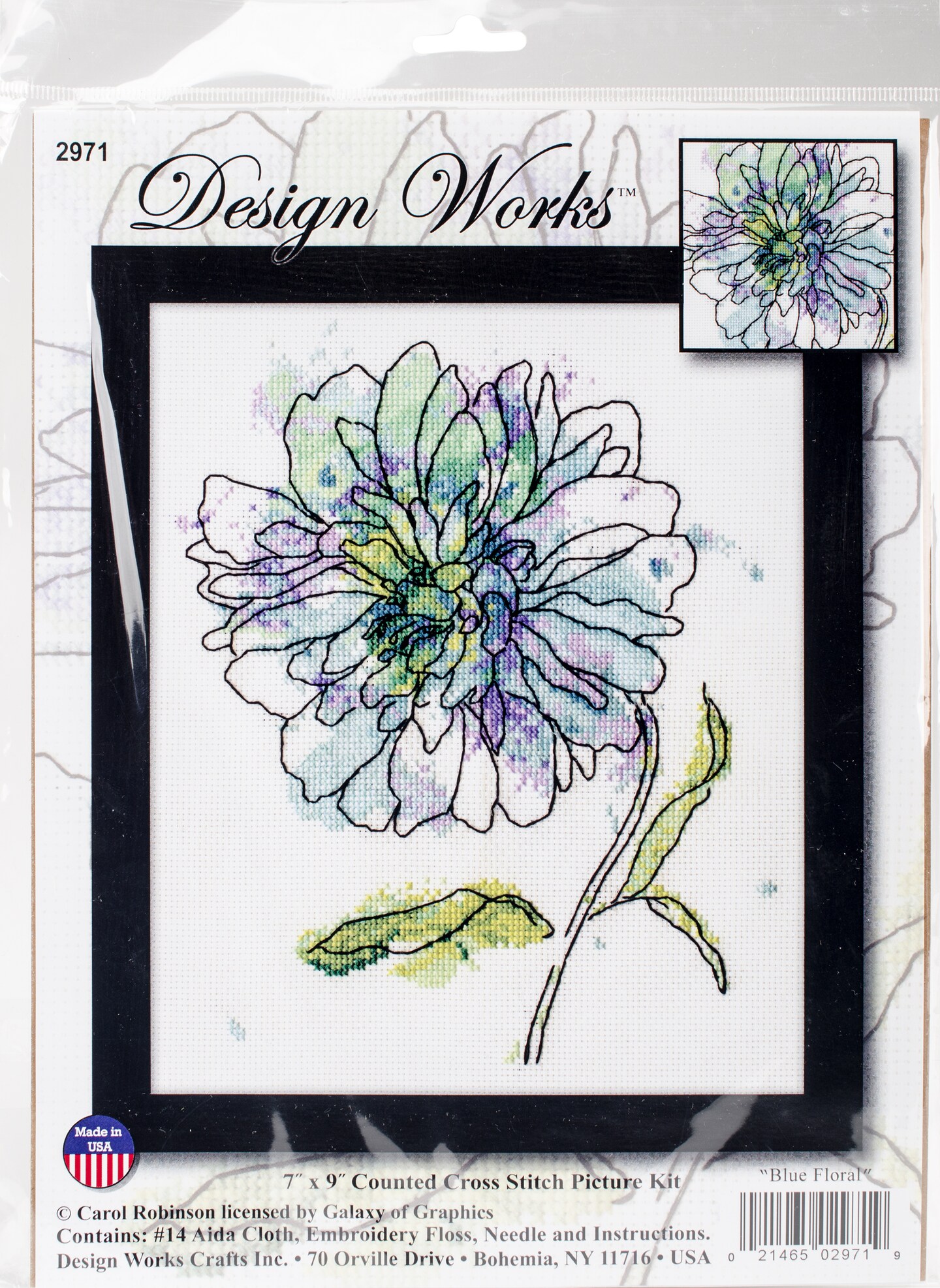 Design Works Counted Cross Stitch Kit 8&#x22;X10&#x22;-Blue Floral
