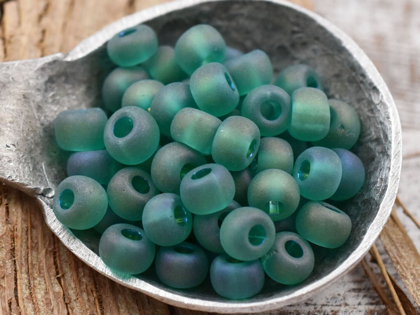 15G Transparent Matte Teal Green AB Czech 2/0 Seed Beads