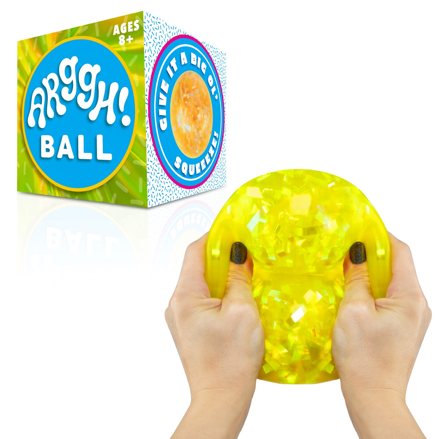 Power Your Fun Arggh Glitter Stress Ball for Adults and Kids Yellow