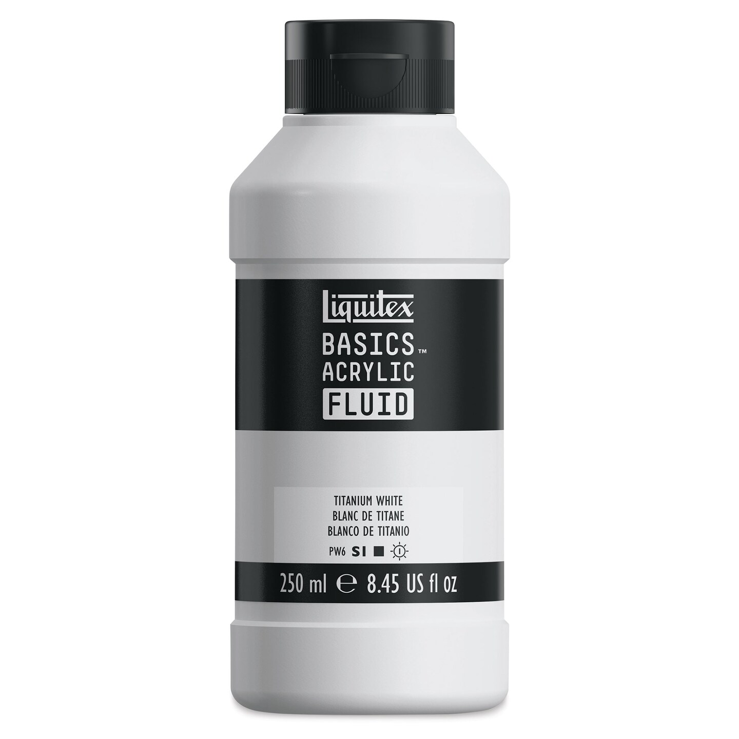 Liquitex Basics Acrylic Fluid Paint - Titanium White, 250 ml