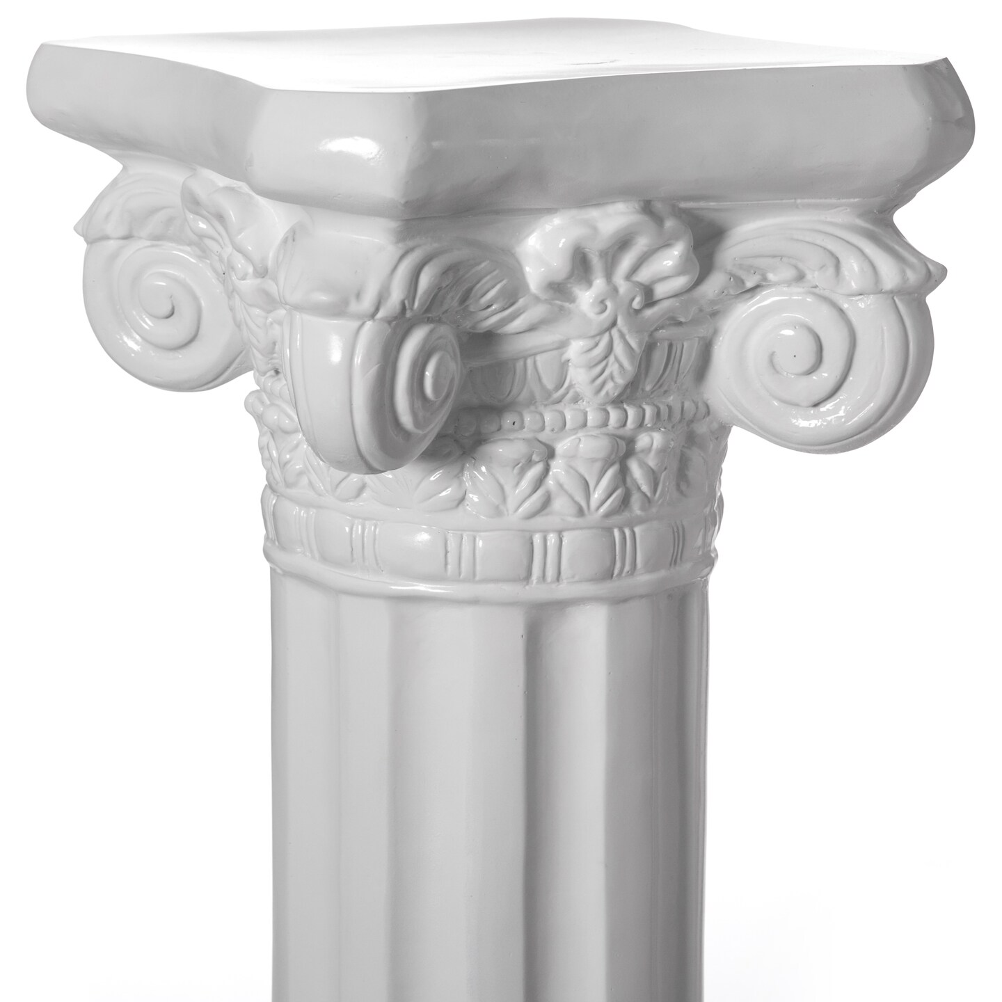 Decorative Fiberglass White Plinth Roman Style Column Ionic Piller Pedestal Vase Stand for Wedding or Party, Living Room, or Dining Room Decor - Photography Props - Sculpture Display - Greek-inspired Luxury Decor Piece with Ornate Accents