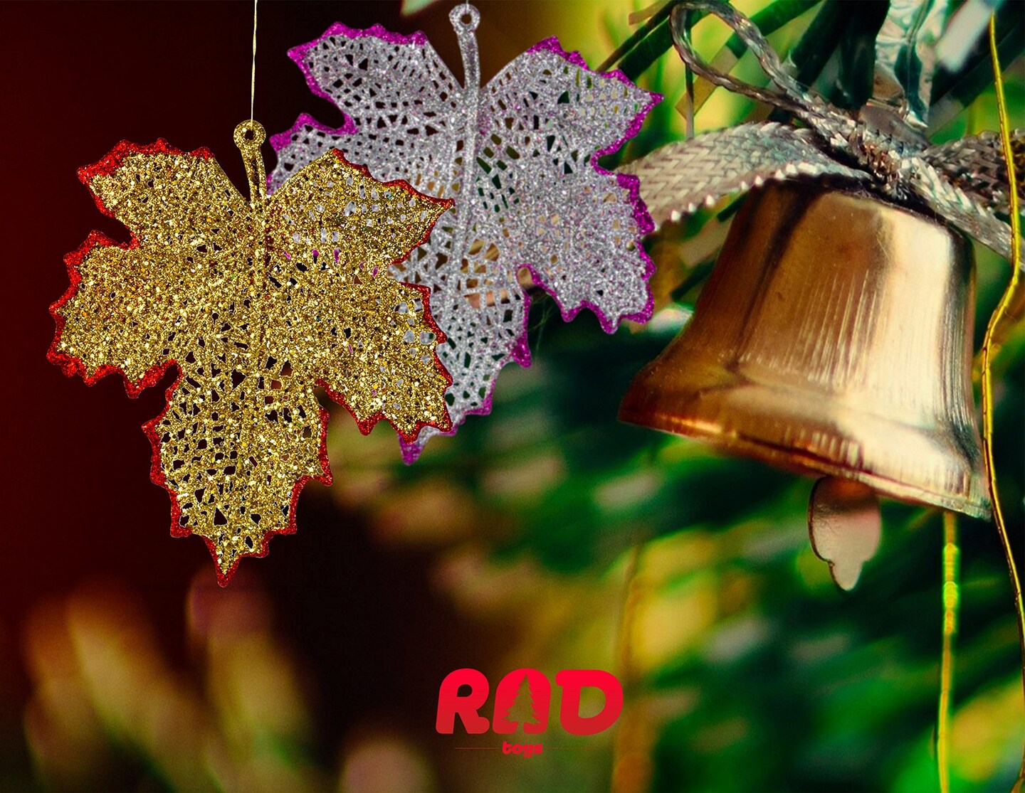Christmas Ornament Leaves, Shatterproof hanging ornaments for Christmas tree, Indoor and outdoor Christmas holiday home decoration (Gold &#x26; Silver)