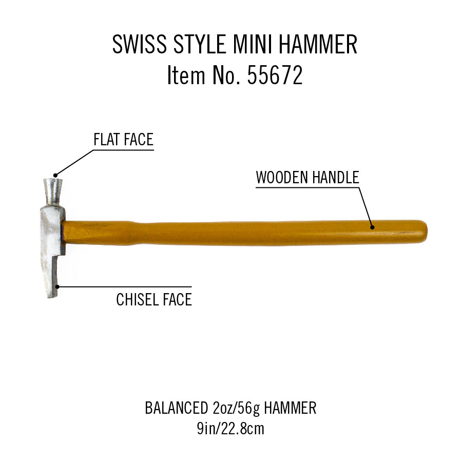 Excel Blades Swiss Style Mini Hammer, 2oz Forged Steel Head, Wooden Handle