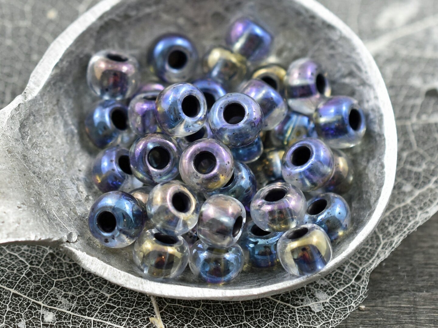 50G Black Lined Crystal AB Czech 2/0 Seed Beads