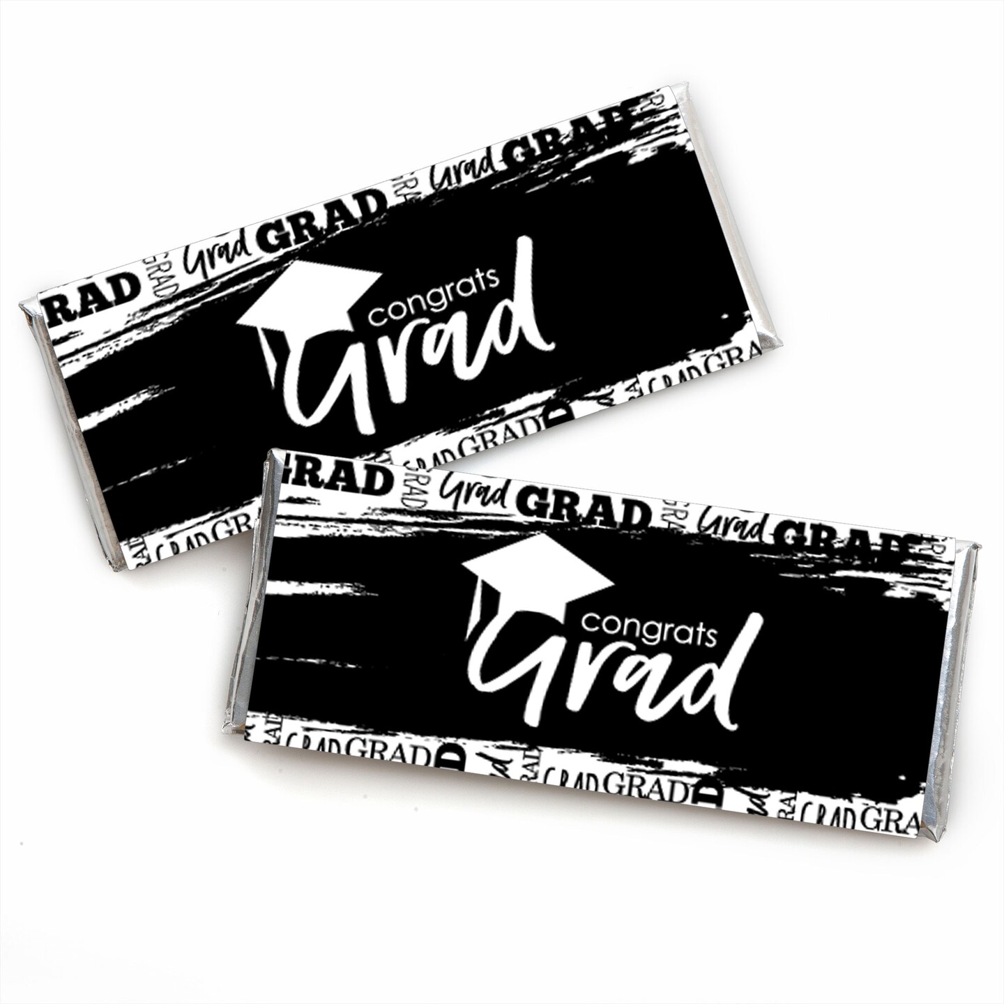Big Dot of Happiness Black and White Grad - Best is Yet to Come - Candy Bar Wrapper Black and White  Graduation Party Favors - Set of 24