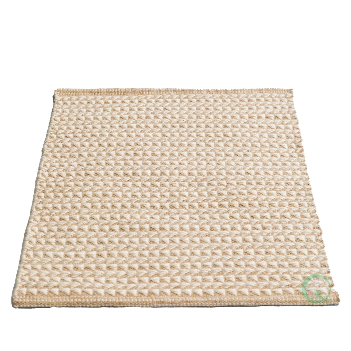 Handwoven Beige and White Geometric Wool Flatweave Kilim Rug, 2' x 3'