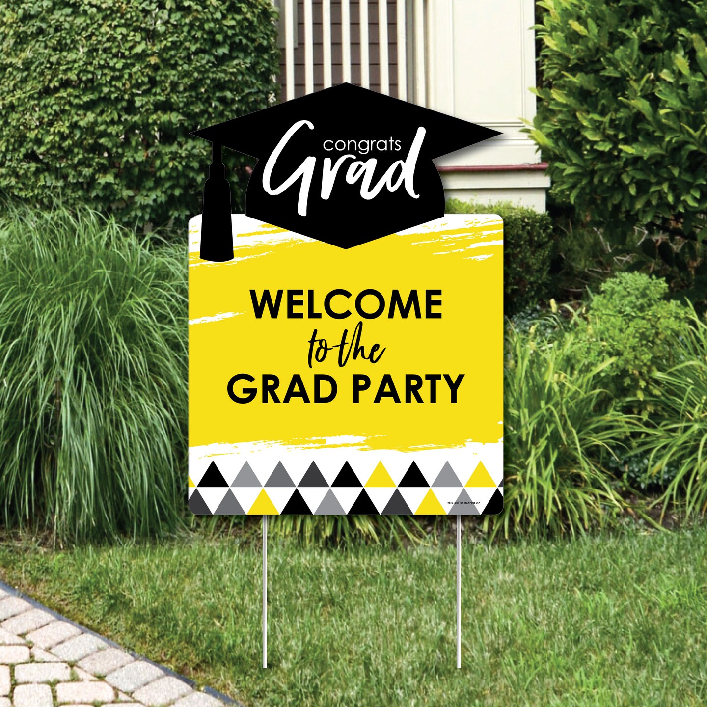 Big Dot of Happiness Yellow Graduation Party Decorations - Grad Party Welcome Yard Sign