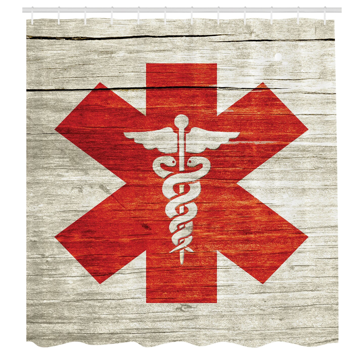 Ambesonne Rustic Shower Curtain, Vintage Style Background with a Weathered Effect with, Cloth Fabric Bathroom Decor Set with Hooks, 69&#x22; W x 70&#x22; L, Vermilion and Sand Brown