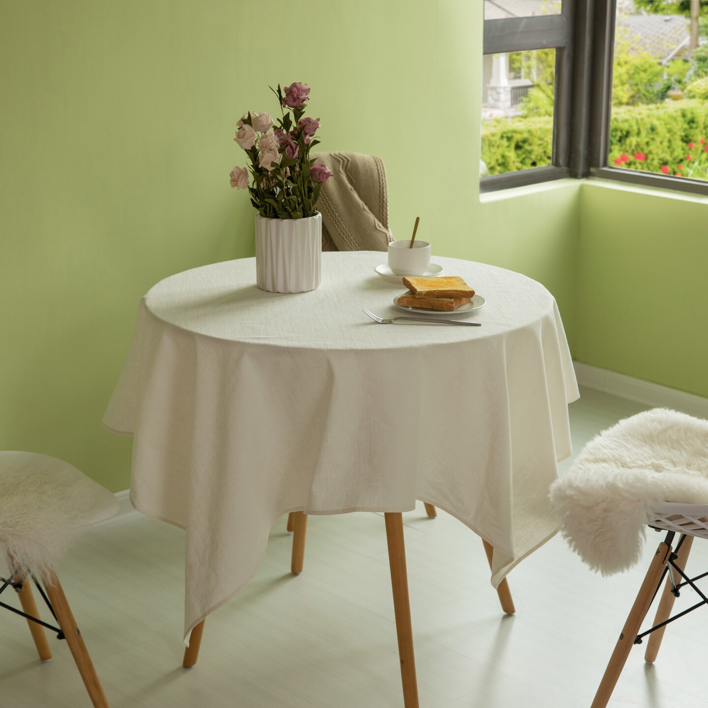 Deerlux 100% Pure Linen Washable Tablecloth Solid Color