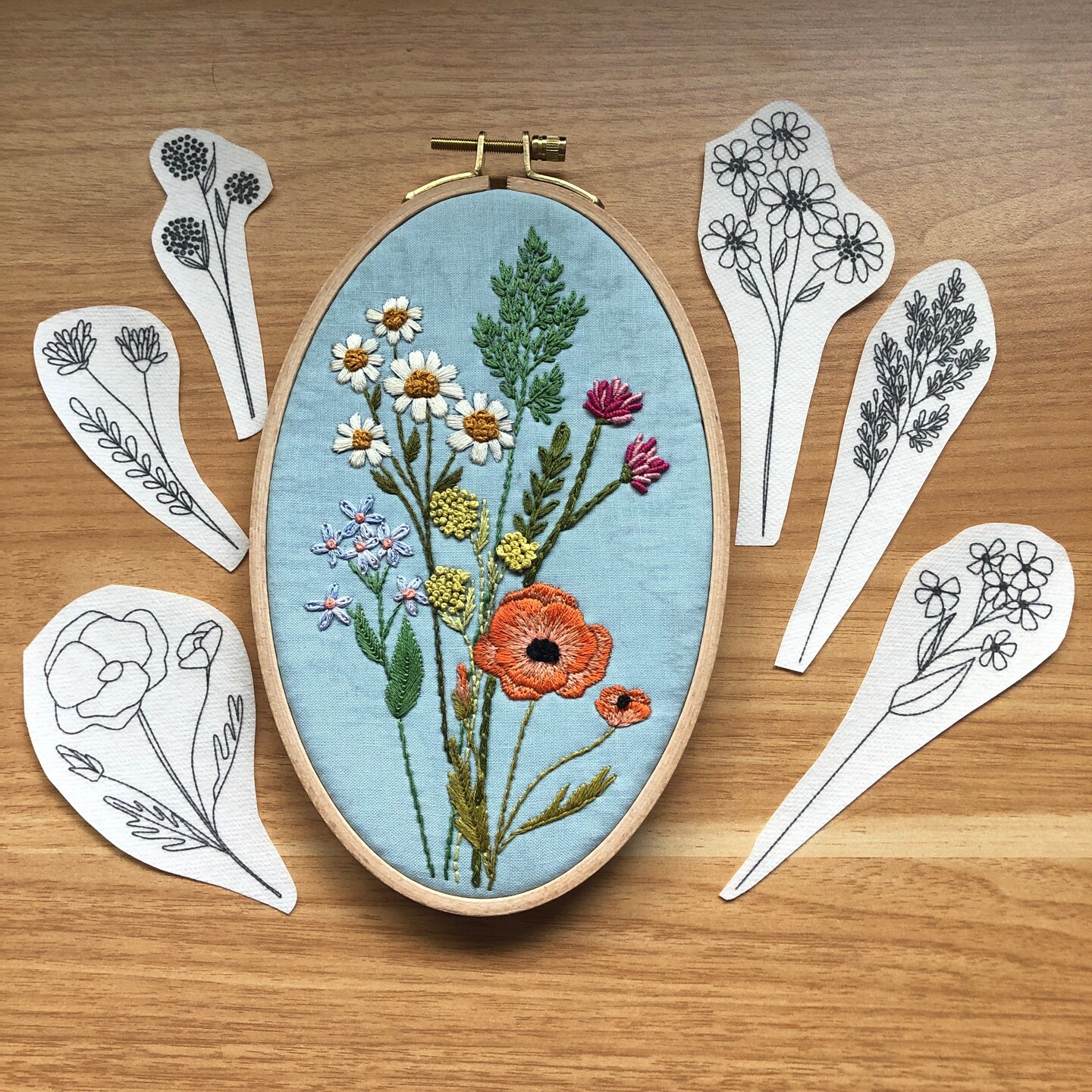 MCreativeJ Wildflower Stems - Peel Stick and Stitch Hand Embroidery Patterns