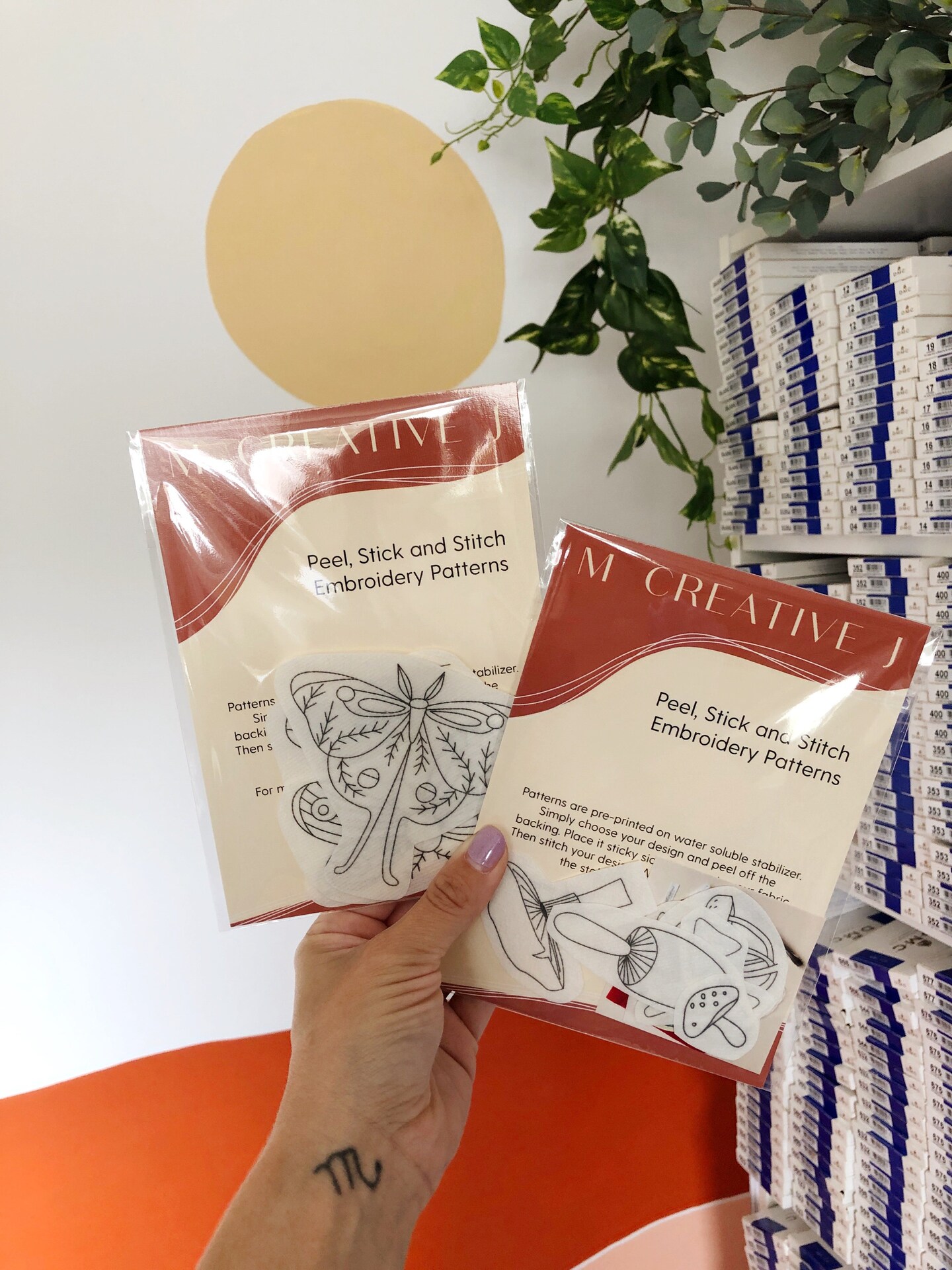 MCreativeJ Holiday Botanicals - Peel Stick and Stitch Hand Embroidery Patterns