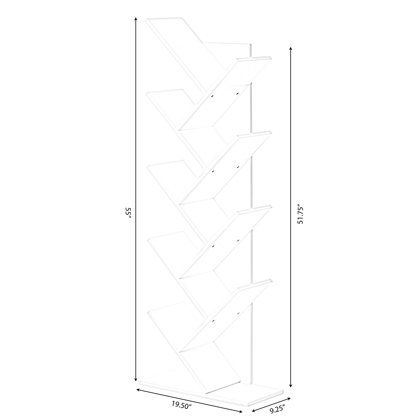 Wooden 9-Shelf Tree Magazine CD Storage Bookcase