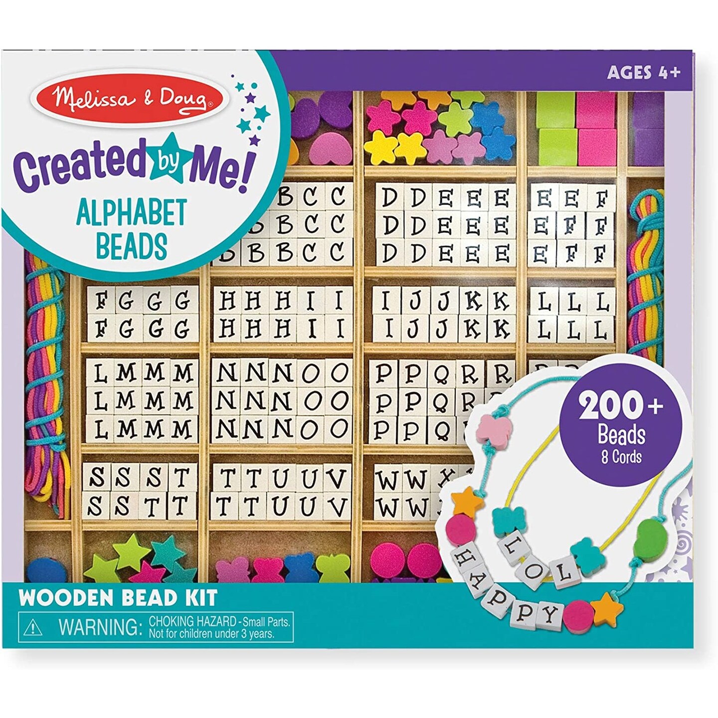 Melissa &#x26; Doug Deluxe Wooden Stringing Beads and Laces for Jewelry Making