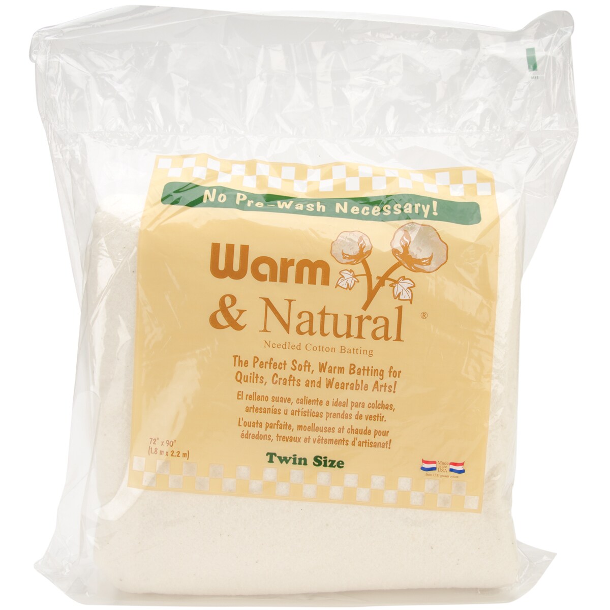 Warm & Natural® Twin Cotton Batting, 72 x 90