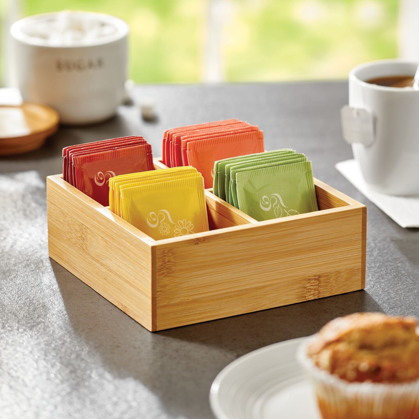 mDesign Bamboo Wood Tea & Food Organizer Bin - Natural | Michaels
