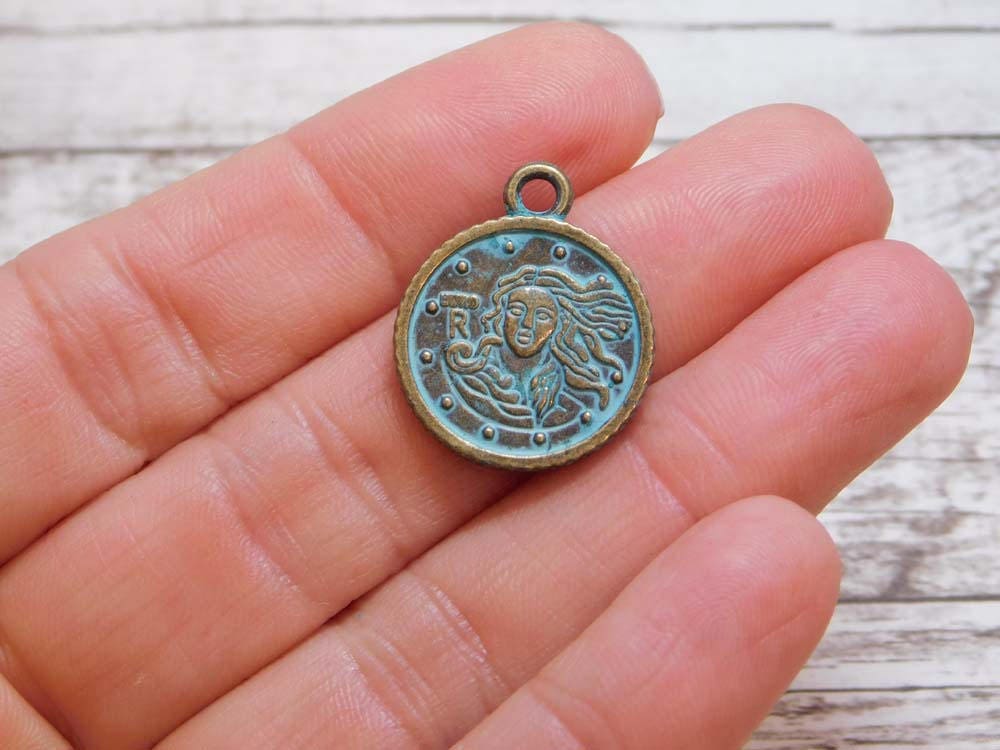 *10* 23x19mm Antique Bronze Patina Coin Charms