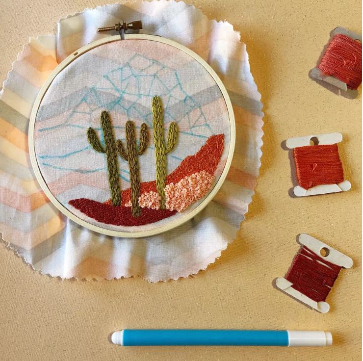MCreativeJ Cactus Desert Landscape- Advanced Embroidery DIY Craft Kit
