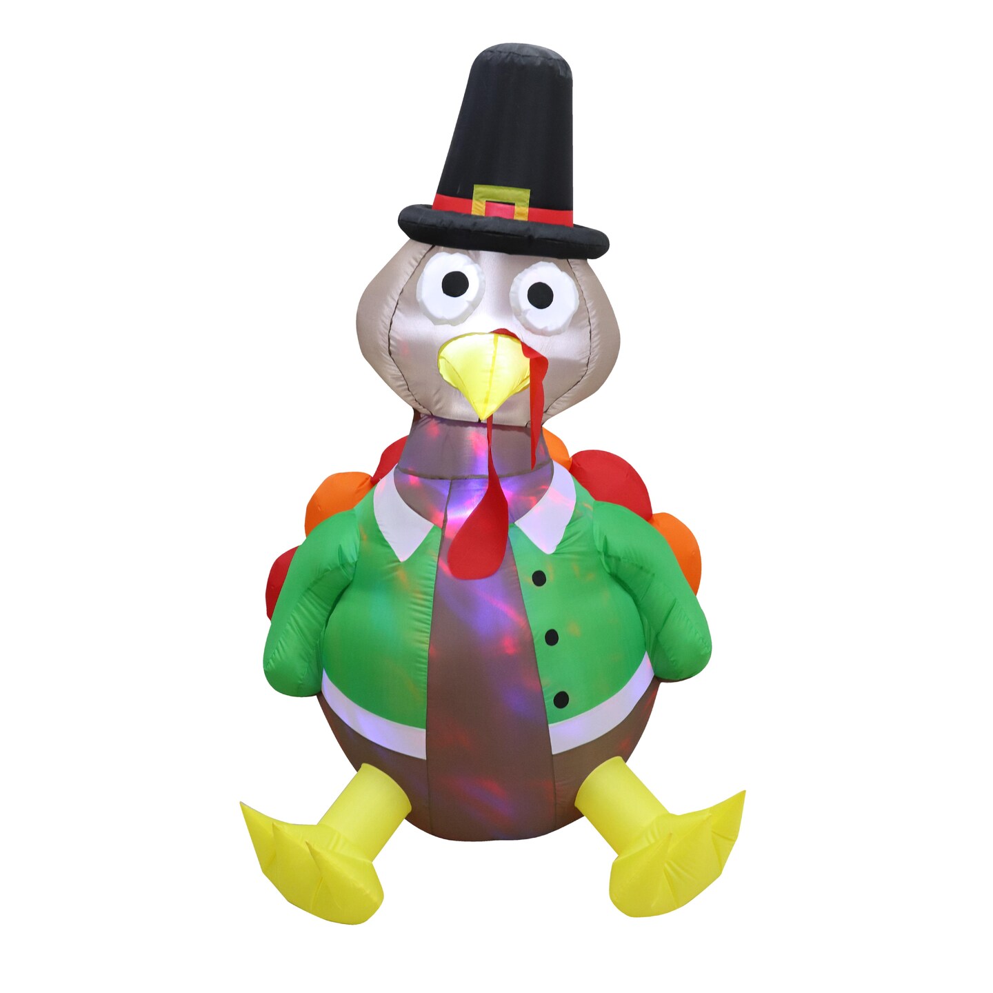 5&#x27; Air Blown Kaleidoscope Inflatable Turkey in Pilgrim Outfit GTF00015-5