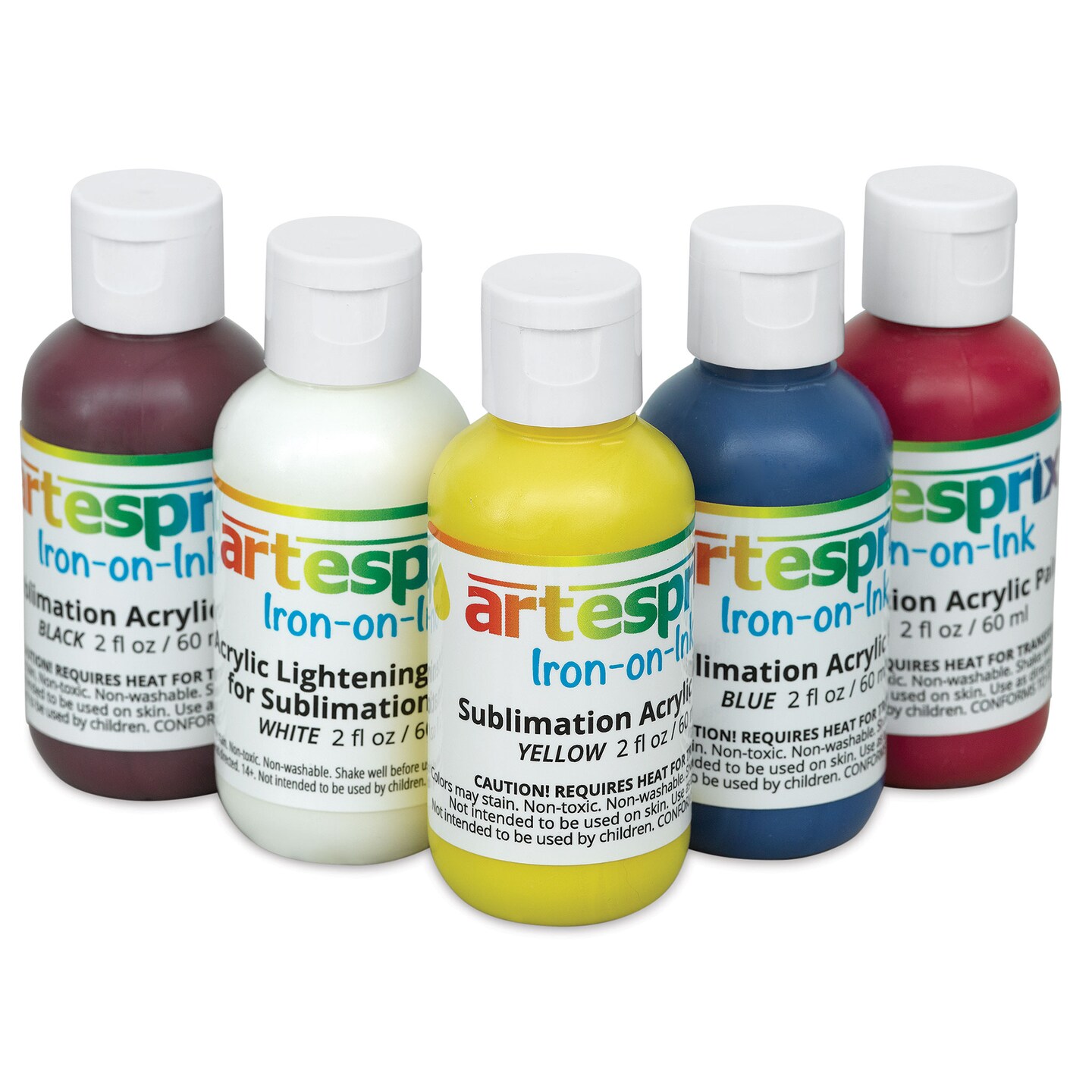 Artesprix Sublimation Acrylic Paints - Basic Set of 5, 2 oz bottles