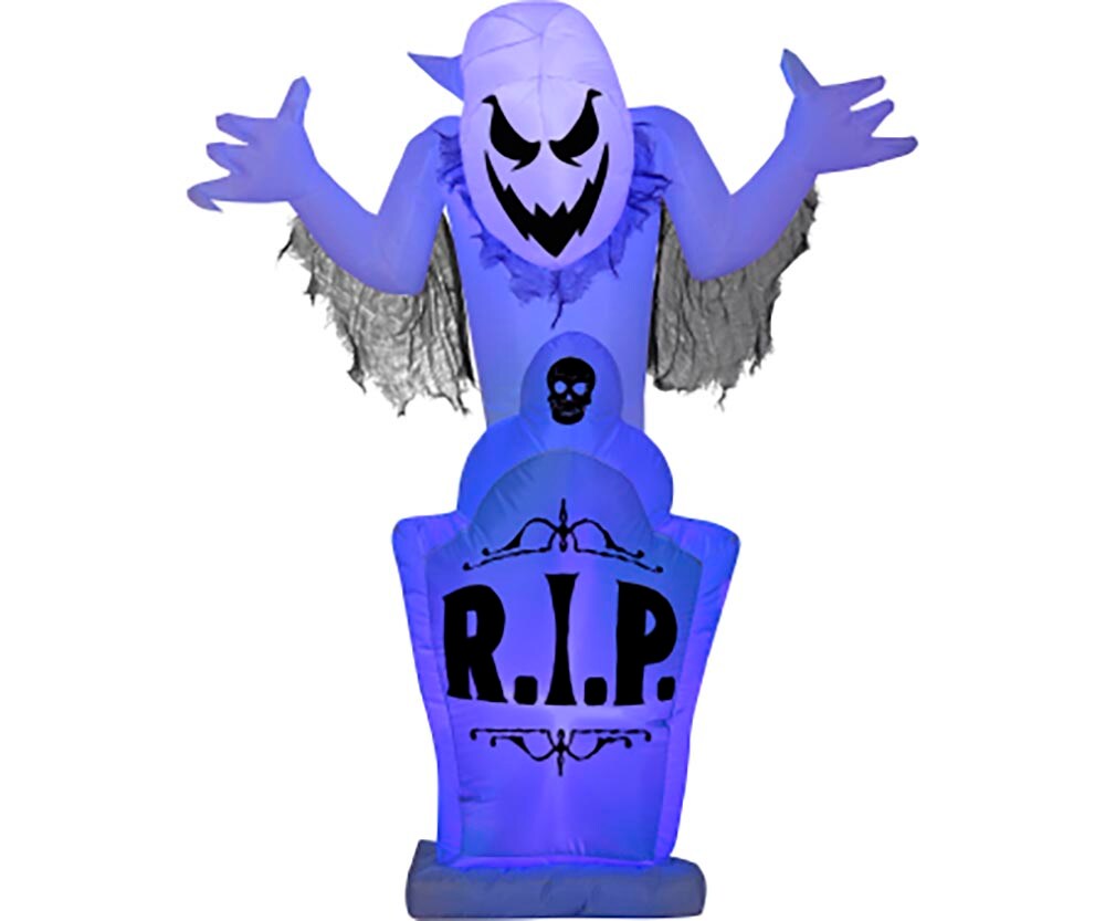 5&#x27; Gemmy Airblown Inflatable Short Circuit Halloween Ghost on Tombstone 223300