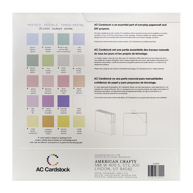 American Crafts - 12 x 12 Cardstock Pack - 60 Sheets - Pastels 376992